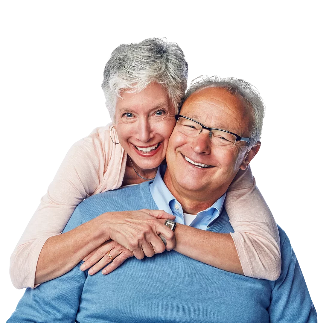 Man and woman hugging and smiling for photo