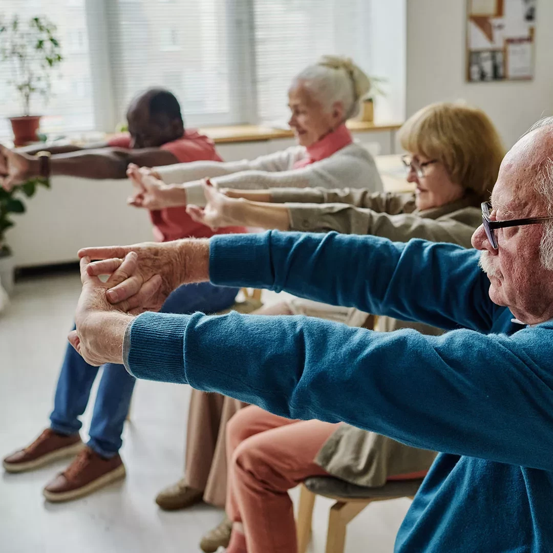 Group of older people exercising
