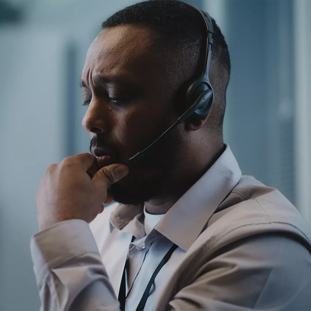 Man with a headset on